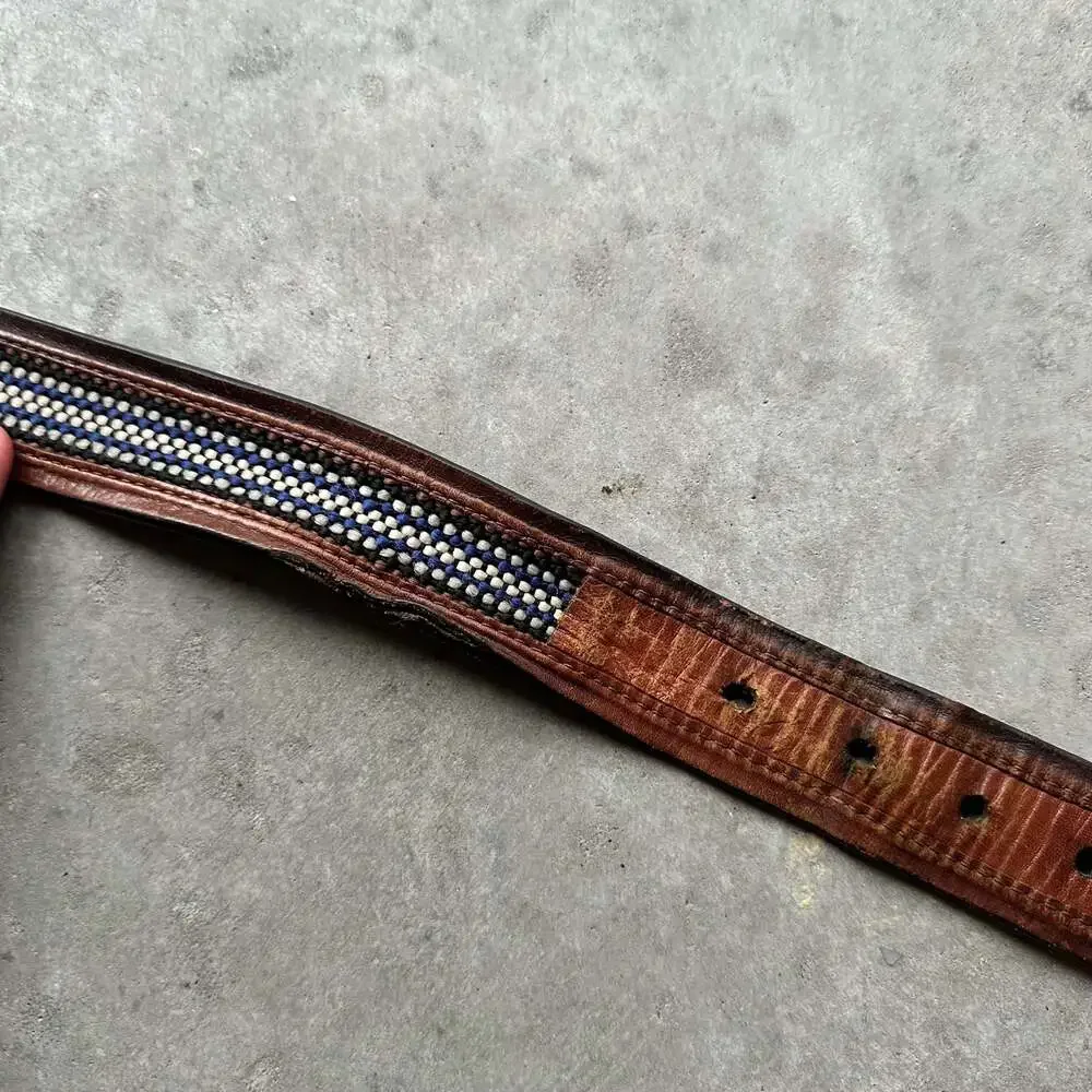 Columbia Sportswear Men's Brown Genuine Leather Belt with Fabric Inlay
